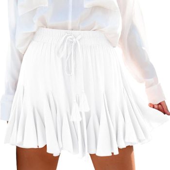 Flowy Shorts for Women Casual Boho Ruffle Mini Skorts High Waist Pleated Skirts Athletic Tennis Butterfly Shorts