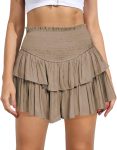 Women's Cute High Waist Ruffle Mini Skirt Layered Ruffle Hem Flared Flowy Casual Swing Beach Mini Short Skirt