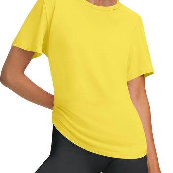 Workout Tops for Women UPF 50+ Breathable Quick Dry Loose Fit T Shirt Outdoor Yoga Running Hiking Gym Tee Top