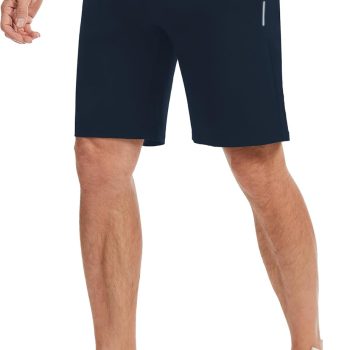 Men's Cotton Athletic Shorts Golf Inner Drawstring Workout Running Casual Shorts Zipper Pockets