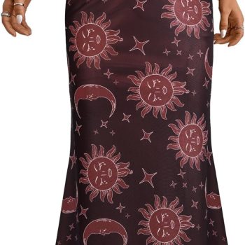 Women Mesh High Waisted Midi Mermaid Skirts Summer Casual Flowy Long Skirt