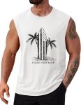 Mens Beach Summer Tank Tops Palm Tree Graphic Vacation Muscle Sleeveless Shirts (S-3XL)