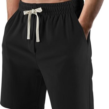 Men's Casual Shorts Elastic Waist Drawstring Lightweight Outdoor Summer Beach Shorts with Pockets Hiking Shorts