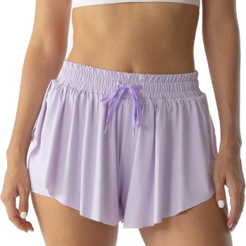 Flowy Athletic Shorts forWomen Running Tennis Butterfly Shorts Girls 2-in-1 Double Layer Quick-Drying Comfy Shorts