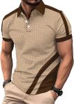 Men's Polo Shirts Short Sleeve  Casual Polo T Shirt Color Block Slim Fit Summer Collared Golf Shirts