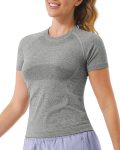 Womens Short Sleeve Athletic Shirts Slim Fit Breathable Running Shirts Moisture Wicking Yoga Workout Tops