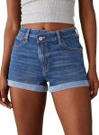 Women's Jean Shorts High Waisted Stretchy Casual Rolled Hem   Denim Shorts